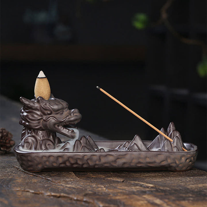 Dragon Mountain Strength Ceramic Incense Burner Decoration