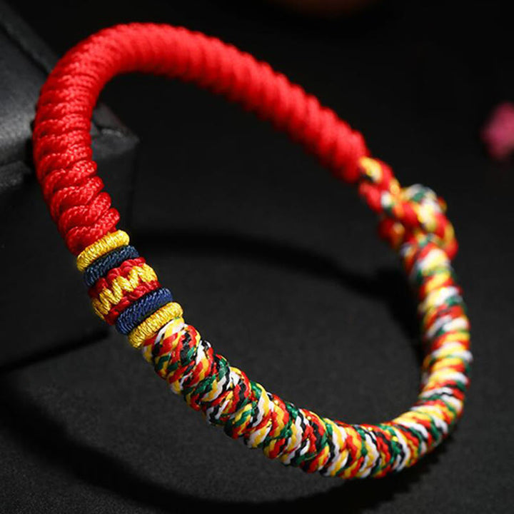 Buddha Stones Tibetan Handmade Multicolored Thread King Kong Knot Strength Braid String Bracelet