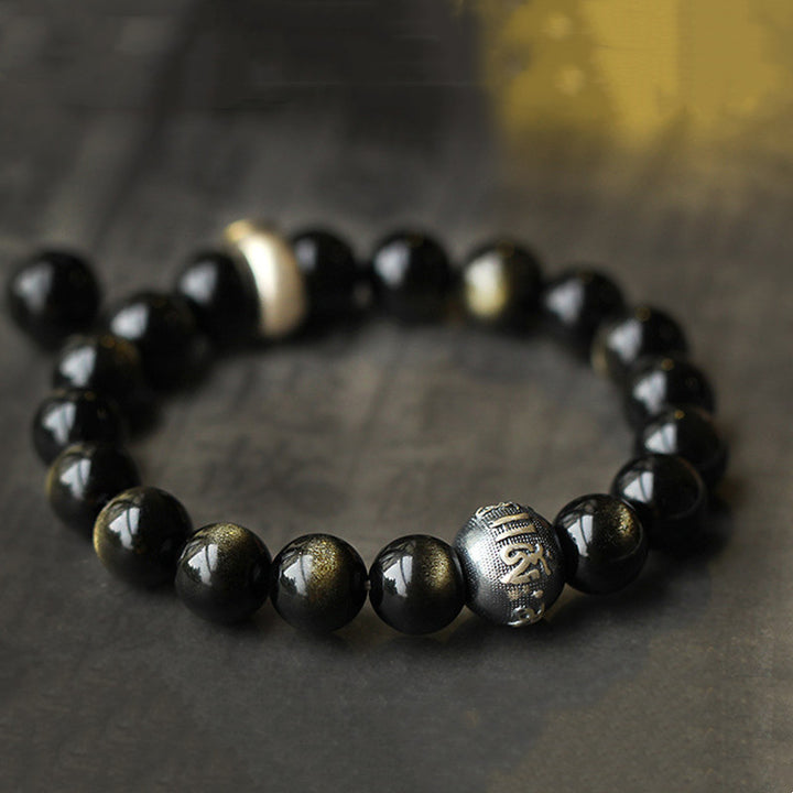 Chinese Zodiac Natal Buddha Obsidian Purification Bracelet