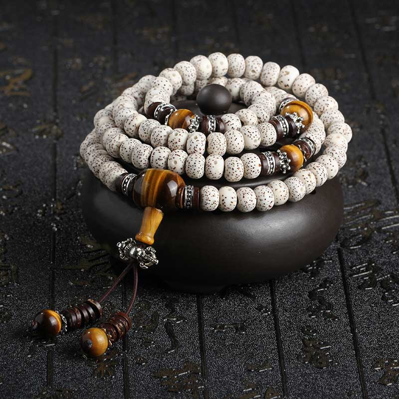 Buddha Stones Handmade Tibetan Tiger Eye Bodhi Seed Peace Bracelet