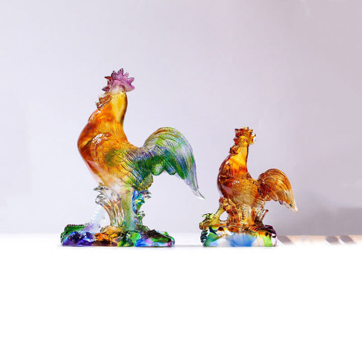 Handmade Liuli Crystal Rooster Art Piece Home Decoration