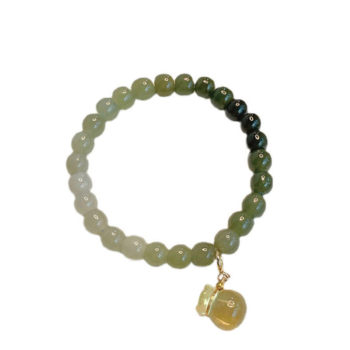 Buddha Stones Natural Hetian Jade Money Bag Charm Bead Prosperity Bracelet