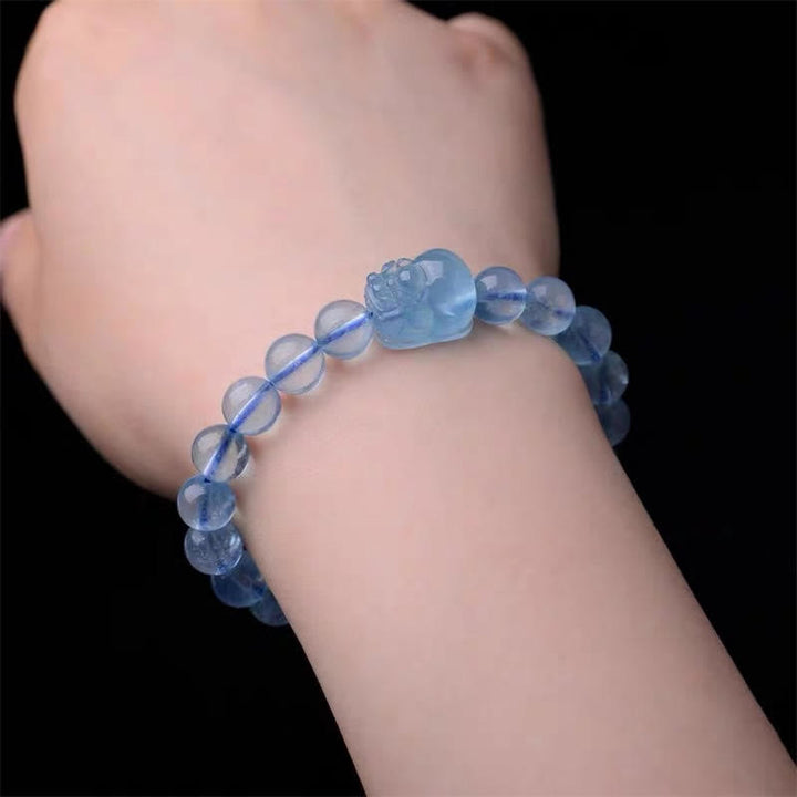 Natural Aquamarine Pixiu Serenity Healing Bracelet