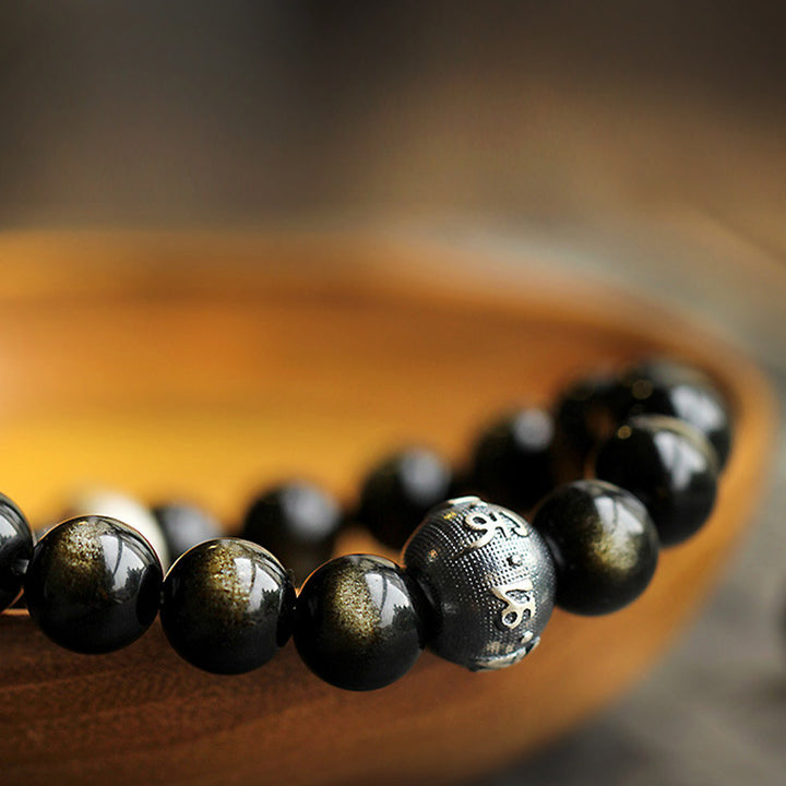 Chinese Zodiac Natal Buddha Obsidian Purification Bracelet