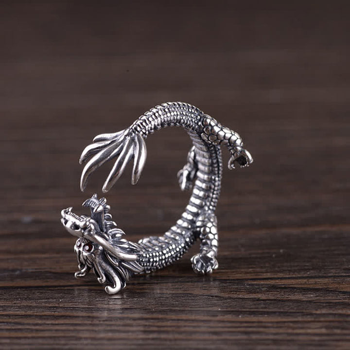 925 Sterling Silver Dragon Luck Protection Ring