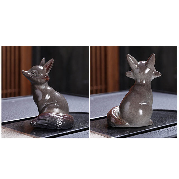 Buddha Stones Color Changing Small Cute Fox Tea Pet Resin Home Figurine Decoration