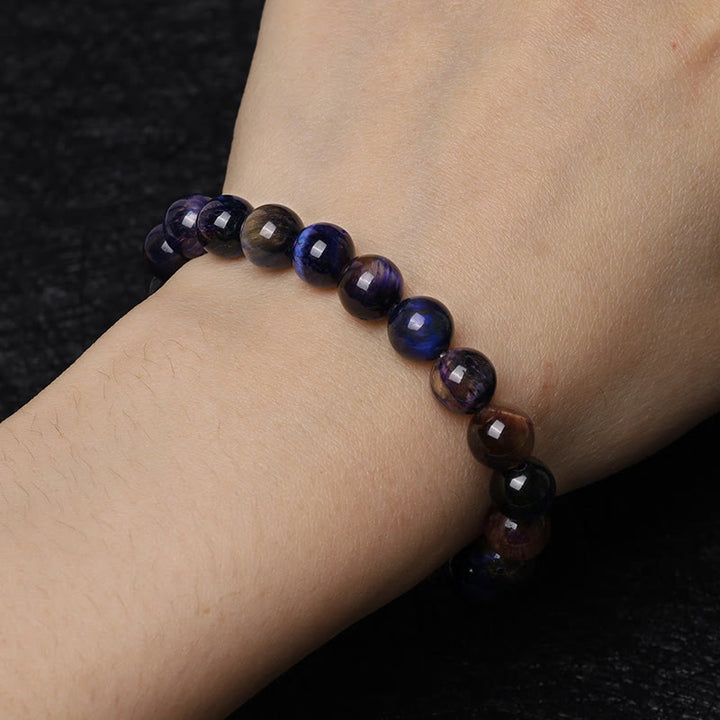 Buddha Stones Natural Purple Tiger Eye Protection Strength Bracelet