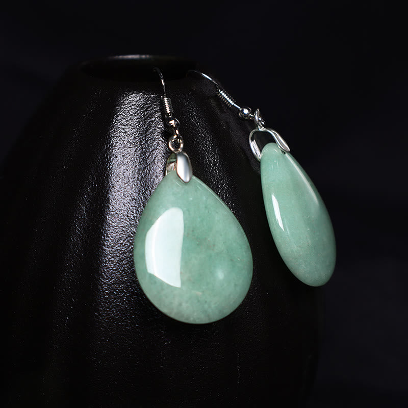 Buddha Stones Natural Aventurine Dangle Healing Drop Earrings