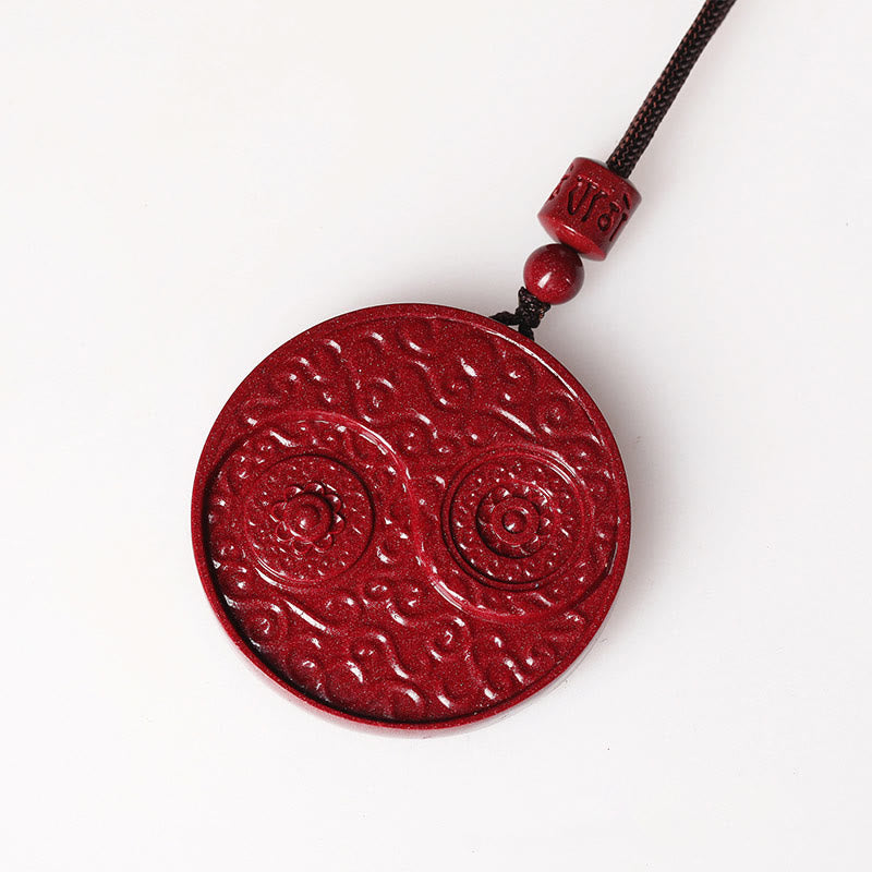 Buddha Stones Cinnabar Yin Yang Keep Away Evil Spirits Necklace Pendant