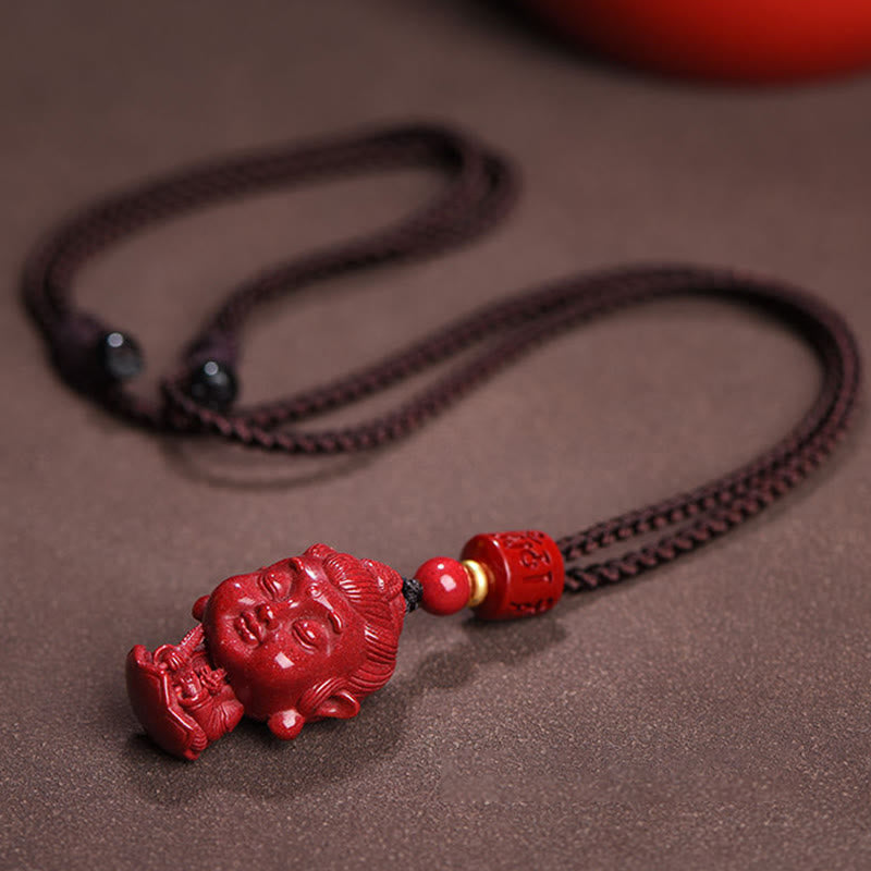 Buddha Stones Chinese Zodiac Natal Buddha Natural Cinnabar Amulet Keep Away Evil Spirits Necklace Pendant