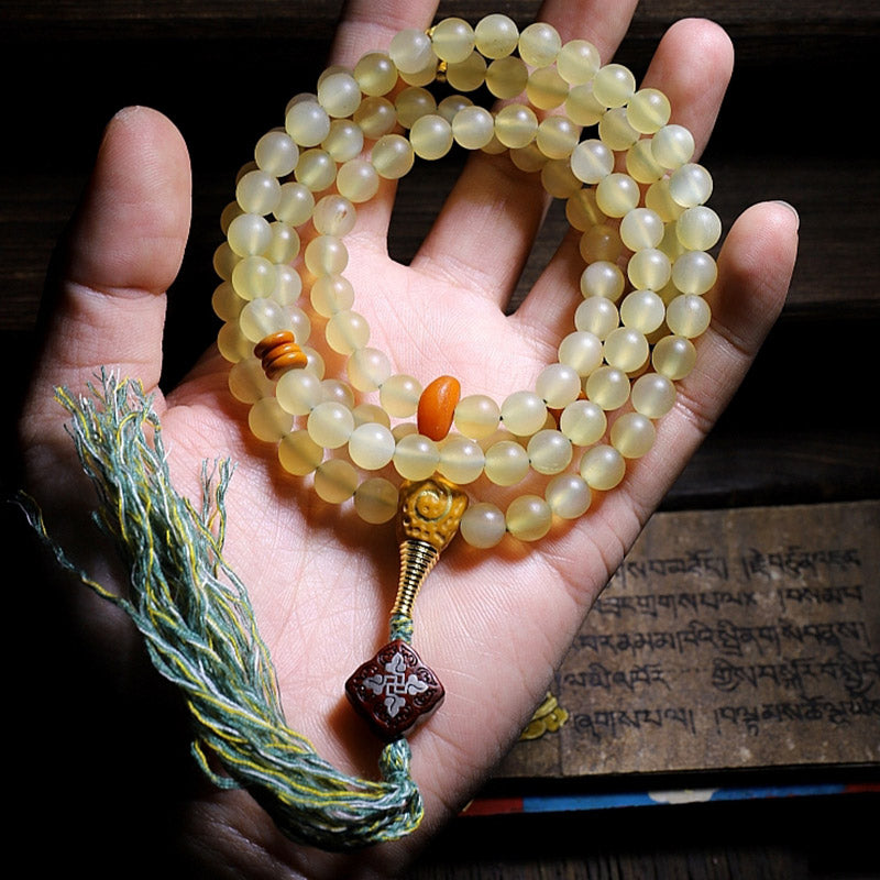 108 Mala Beads Tibet Sheep Horn Amber Luck Bracelet