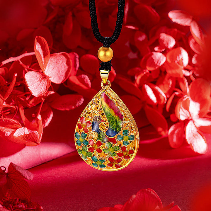 Buddha Stones Colorful Phoenix Flower Luck Strength Necklace Pendant