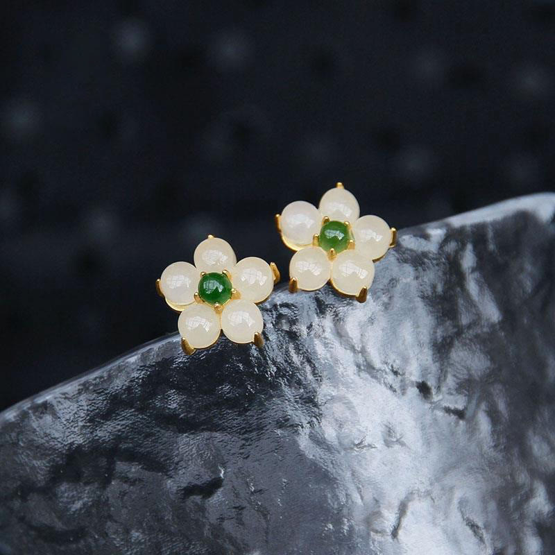 FREE Today: Release Negativity White Jade Flower Blessing Stud Earrings