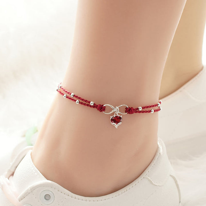 Buddha Stones Love Heart Infinity Symbol Braided String Anklet