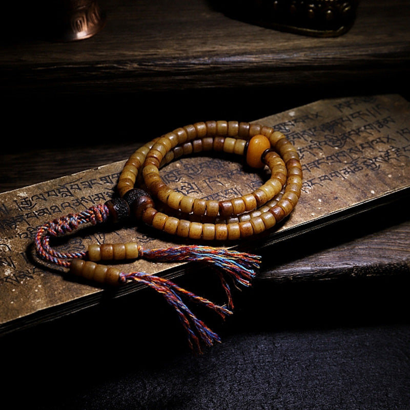 Tibet 108 Mala Beads Yak Bone Amber Balance Bracelet