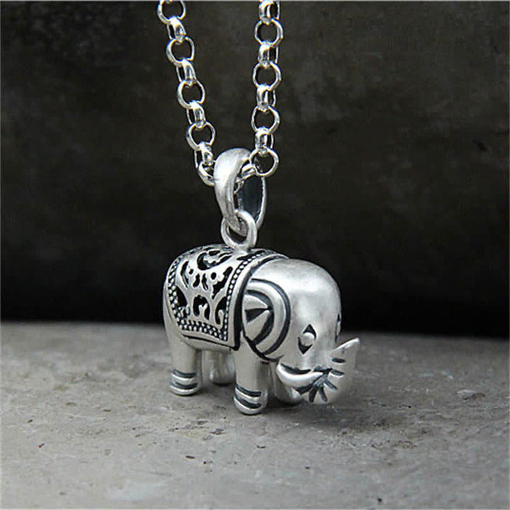 990 Sterling Silver Elephant Strength Necklace Pendant