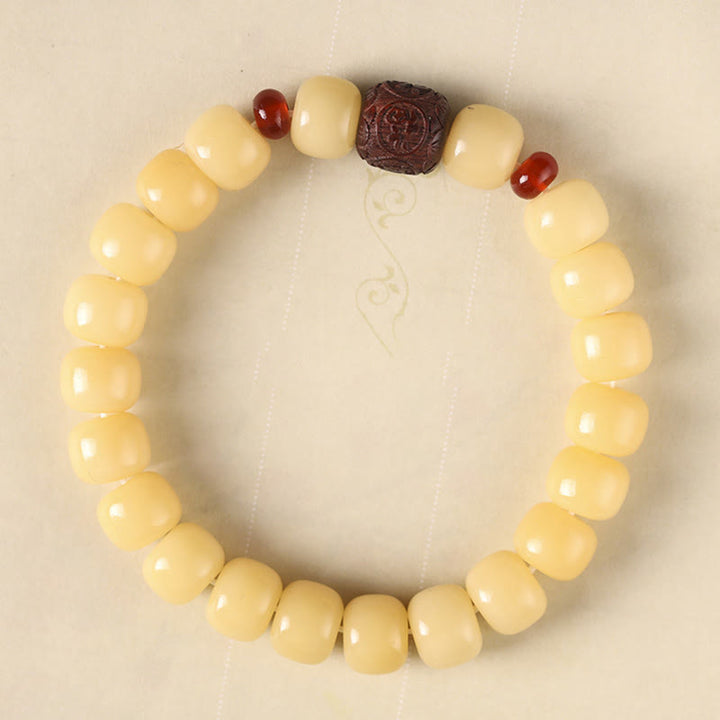 Buddha Stones Bodhi Seed Auspicious Cloud Fu Character Bead Peace Bracelet