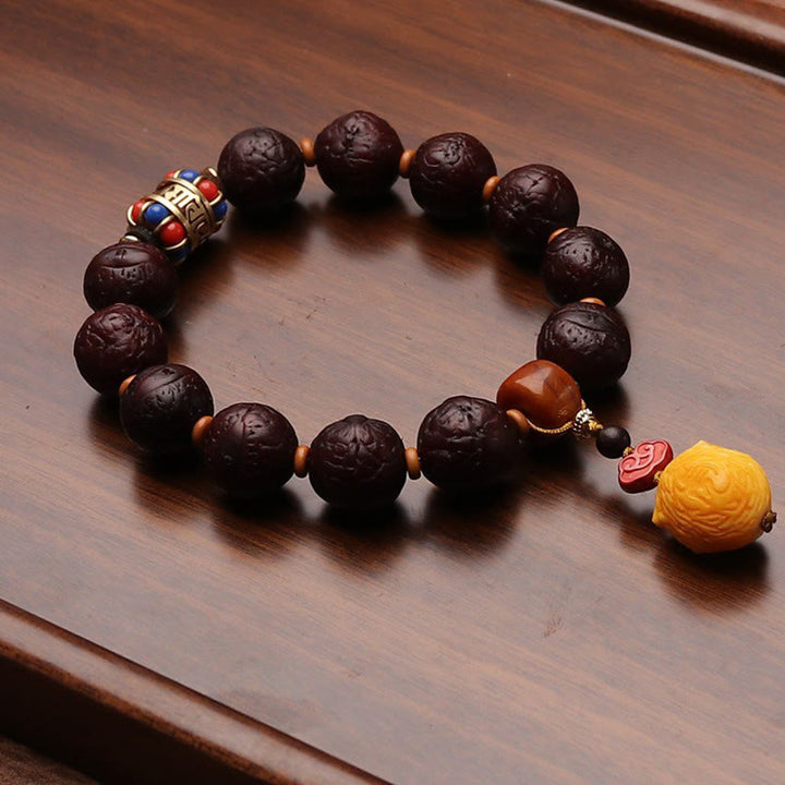 Tibetan Bodhi Seed Agate Bead Luck Wealth Tassel Charm Wrist Mala