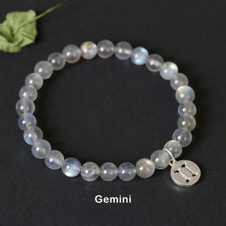 12 Constellations of the Zodiac Moonstone Charming Bracelet