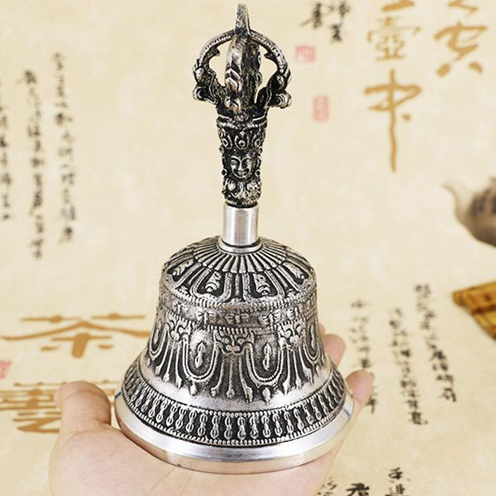 Buddha Stones Tibetan Meditation Bell and Vajra Dorje Copper Decoration Set