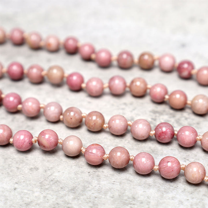 Buddha Stones 108 Mala Rhodonite Beads Yoga Meditation Prayer Beads Bracelet