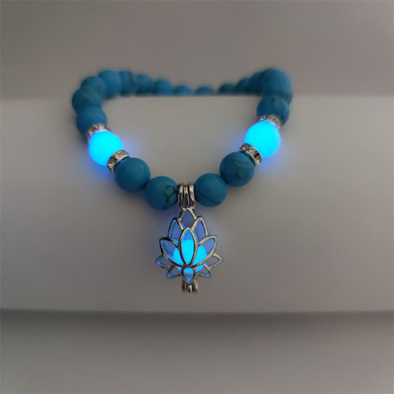 FREE Today: Positive Thinking Tibetan Turquoise Glowstone Luminous Bead Lotus Protection Bracelet