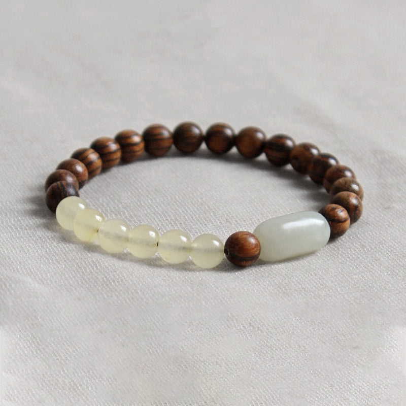 Buddha Stones  Jade Sandalwood Luck Abundance Bracelet