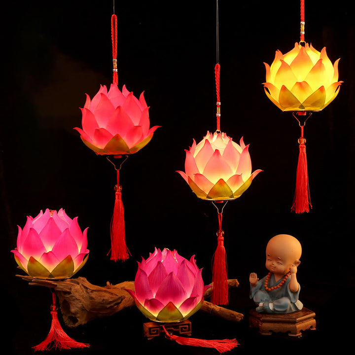 DIY Lotus Flower Dragon Lantern Tassel Lamp Decoration