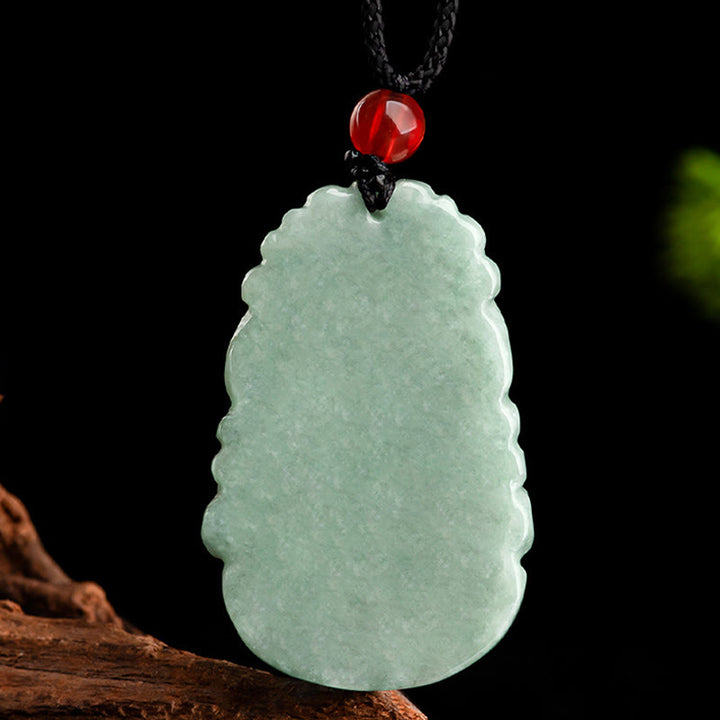 Buddha Stones Natural Green Jade 12 Chinese Zodiac Luck Prosperity Necklace Pendant