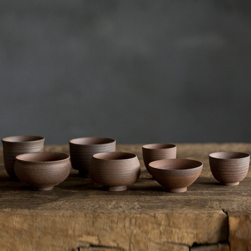 Buddha Stones Handcrafted Retro Brown Ceramic Teacup Kung Fu Tea Cup