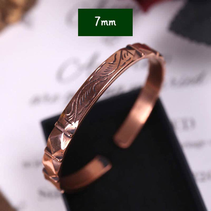 Vintage Pattern Luck Balance Copper Cuff Bracelet Bangle