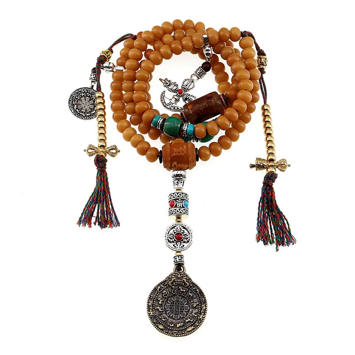 Tibet 108 Mala Beads Bodhi Seed Bagua Vajra Wealth Bracelet