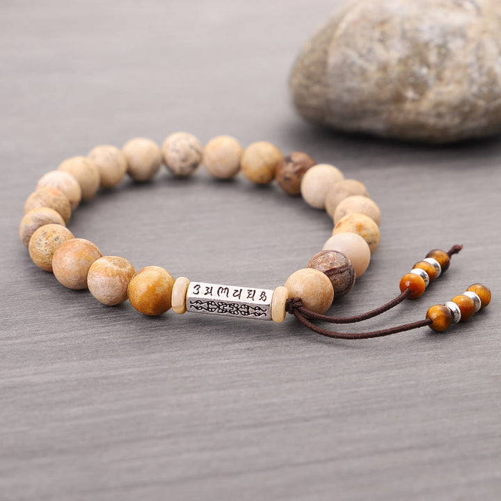 Weathered Stone Om Mani Padme Hum Strengthen Bracelet