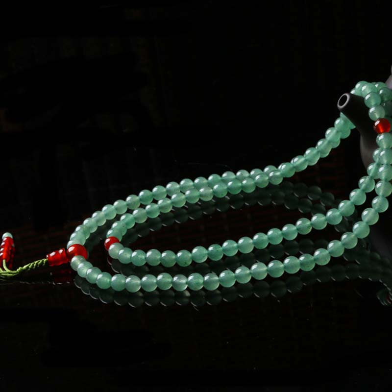 108 Beads Green Aventurine Red Agate Luck Mala Bracelet