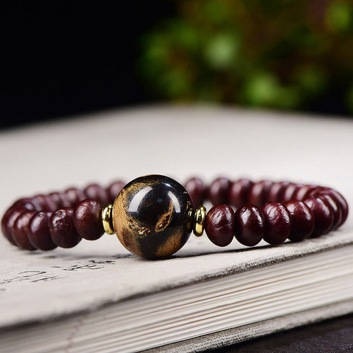 Buddha Stones Natural Tibetan Purple Bodhi Seed Bead Harmony Bracelet