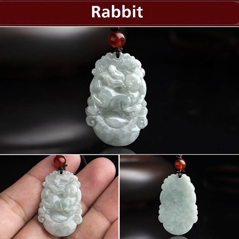 Natural Jade 12 Chinese Zodiac Sucess Pendant Necklace