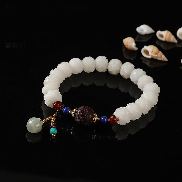 Bodhi Seed Jade Lotus Charm Peace Bracelet