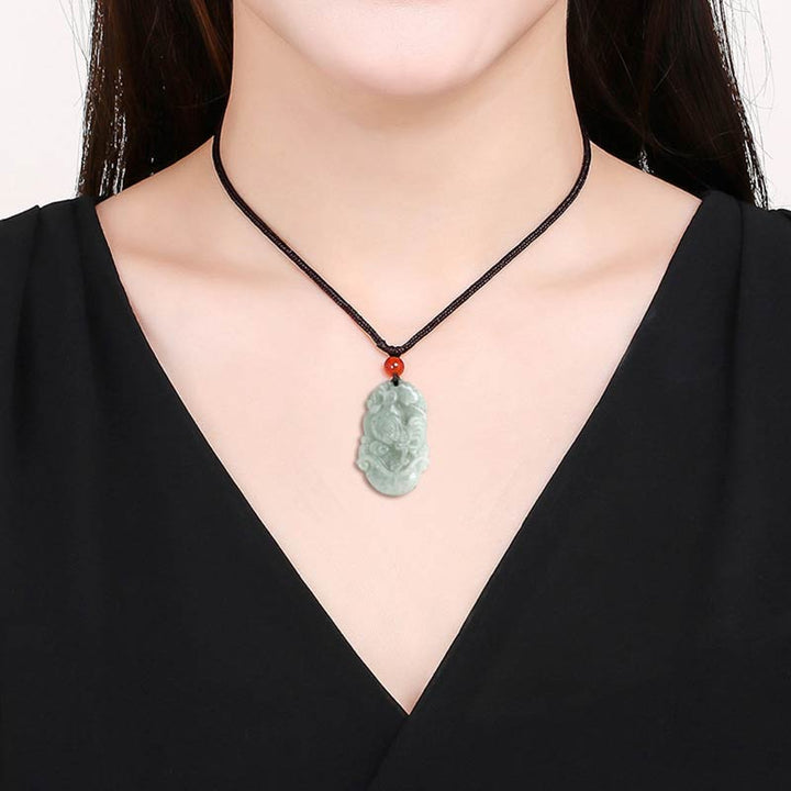 Natural Jade 12 Chinese Zodiac Sucess Pendant Necklace