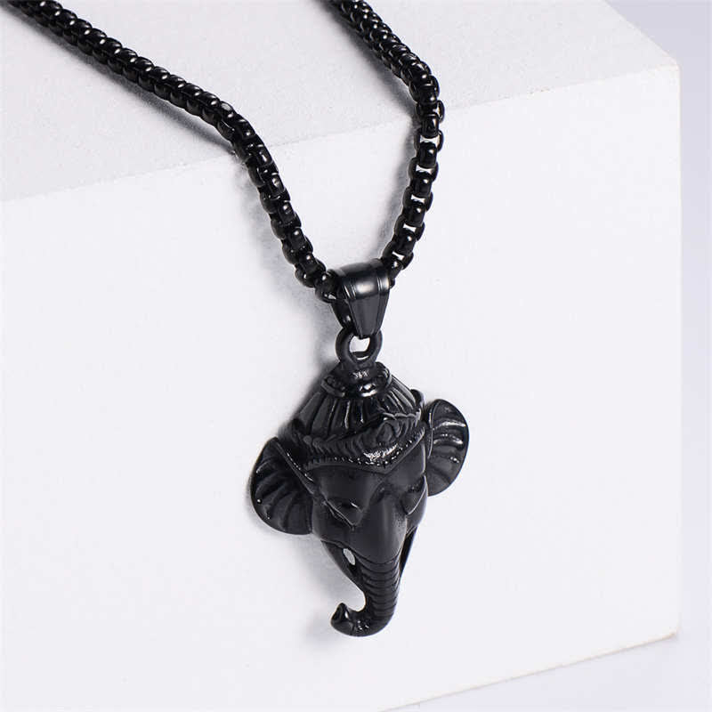 Ganesh Ganpati Elephant Titanium Steel Protection Pendant Necklace