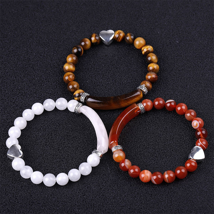 Natural Crystal Beads Unisex Heart Bracelet (Extra 30% Off | USE CODE: FS30)