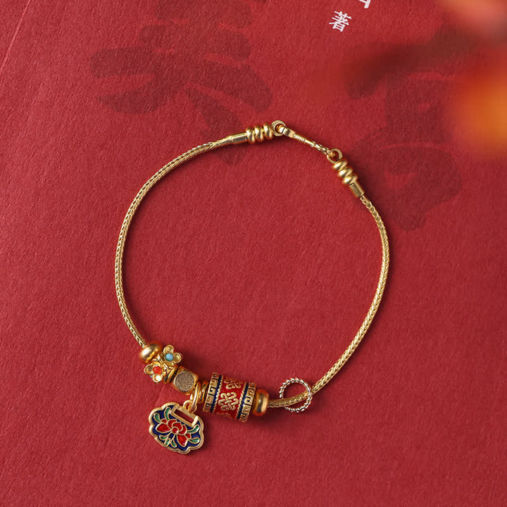 Lotus Enlightenment Copper Beaded Charm Bracelet