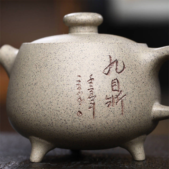 Buddha Stones Yixing Semi-handmade Beige Purple Clay Kung Fu Teapot 200ml