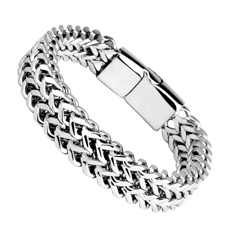 Buddha Stones Fish Scale Magnetic Buckle Titanium Steel Balance Bracelet Bangle