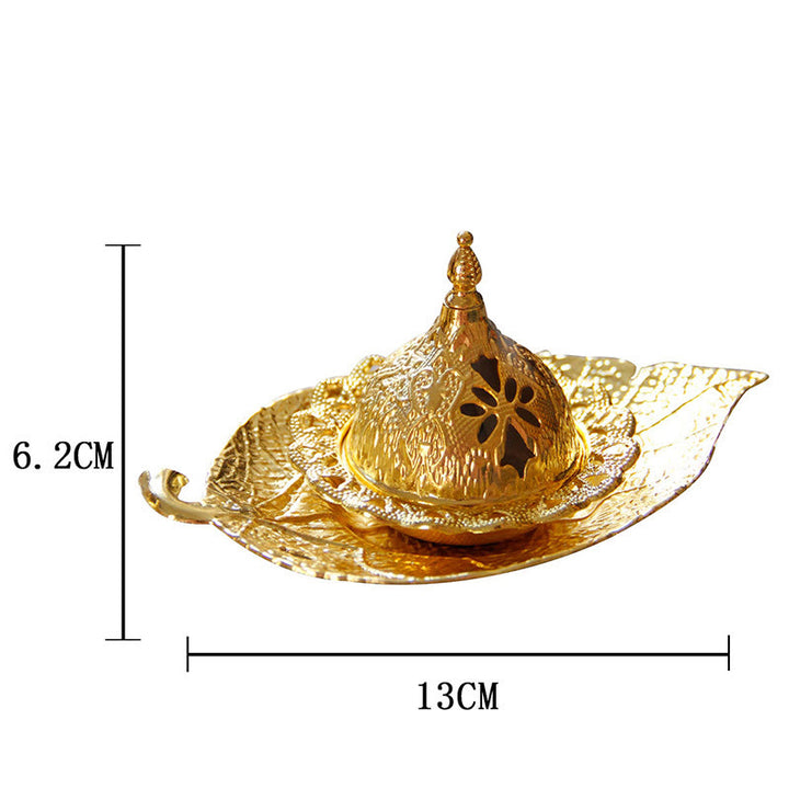 Tibetan Gold Mini Leaf Coaster Meditation Incense Burner