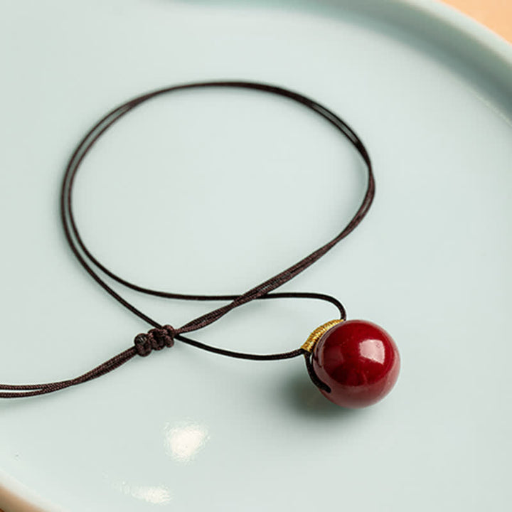 Cinnabar Bead Calm Blessing Necklace Pendant