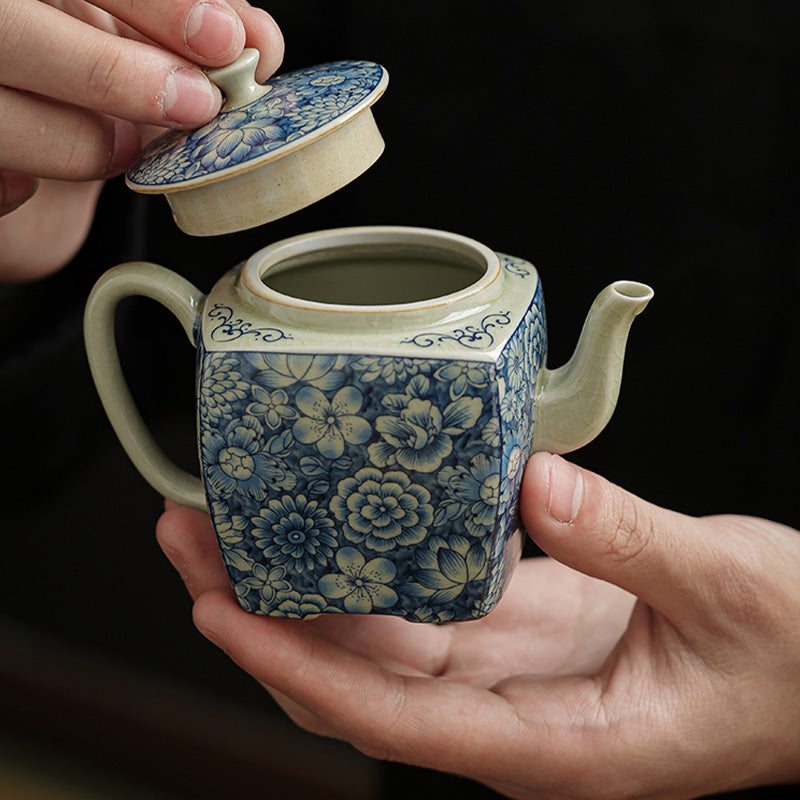 Buddha Stones Blue and White Porcelain Chinese Gongfu Tea Ceramic Kung Fu Teapot Cup Tea Filter Canister