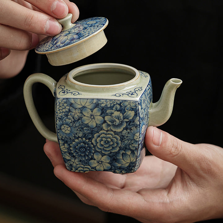 Buddha Stones Blue and White Porcelain Chinese Gongfu Tea Ceramic Kung Fu Teapot Cup Tea Filter Canister