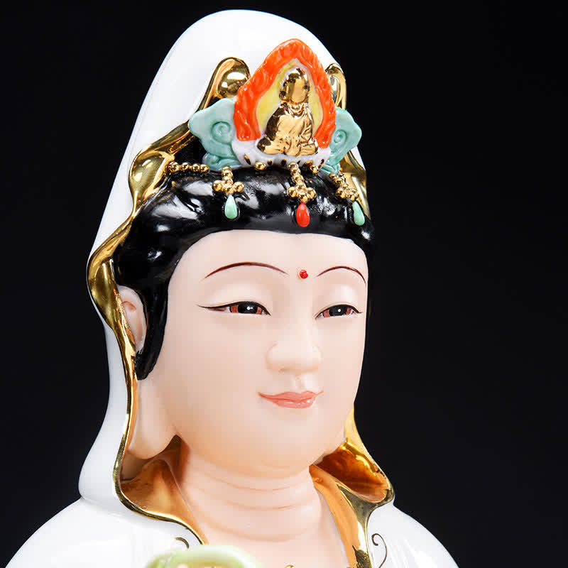 Chenrezig Bodhisattva Avalokitesvara Success Ceramic Statue Home Decoration