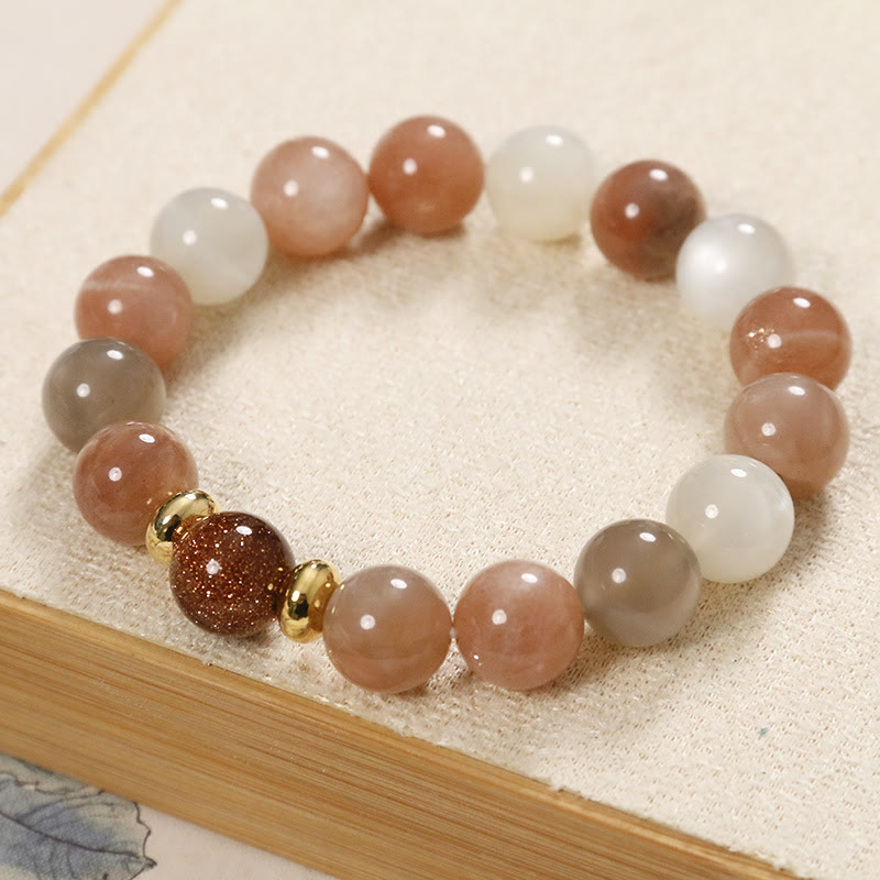 Natural Sun Stone Gold Sandstone Wealth Positive Bracelet