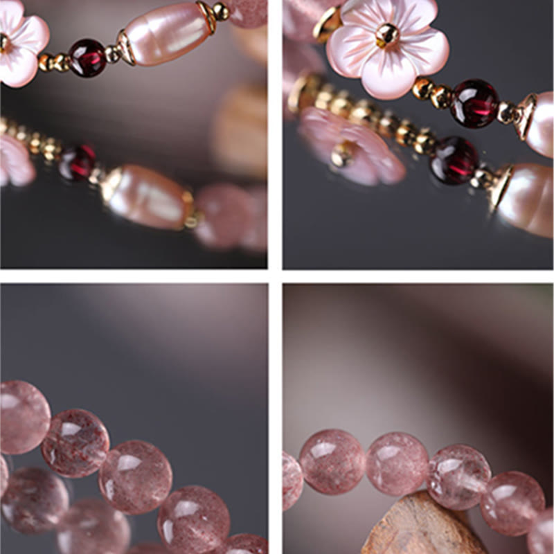 Buddha Stones Strawberry Quartz Peach Blossom Love Bracelet